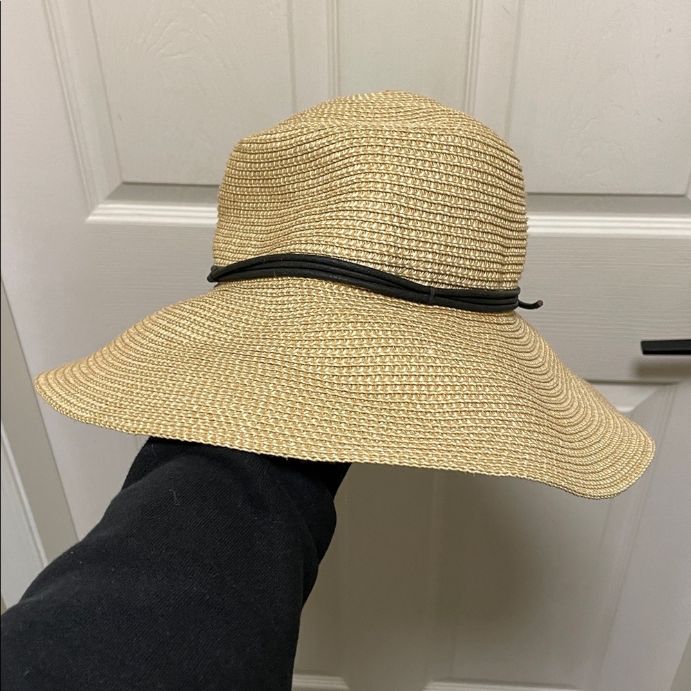 Talula | Tan | Straw | Black Cow Leather Band | Sun Hat | ResortWear | Size S - Picture 2 of 15